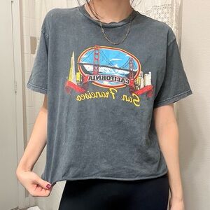 Brandy Melville | Cotton San Francisco Bridge Graphic | Graphic Tee | Charcoal |